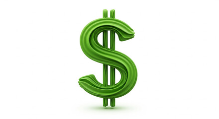 Obraz premium Shiny Green 3D Dollar Currency Symbol on Isolated transparent background
