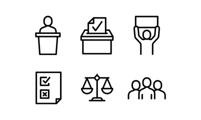 Minimalist election icons: voting, debates, and civic engagement theme