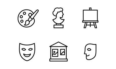 Art tools and symbols collection in minimalistic line style