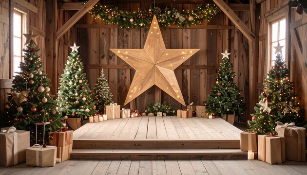 Rustic Christmas Barn Scene