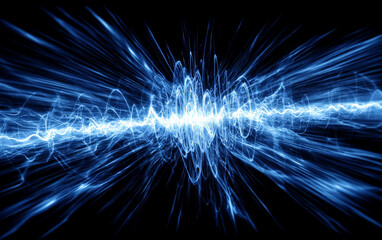 Blue Electromagnetic Wave Pattern with Radiating Lines