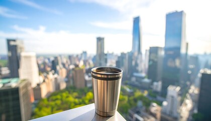 Morning coffee with a city view