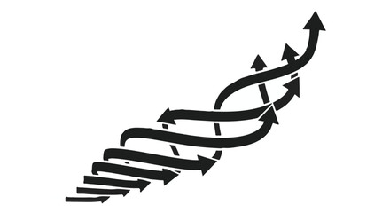 Abstract arrows create a dynamic visual representing growth, progress, and upward momentum.