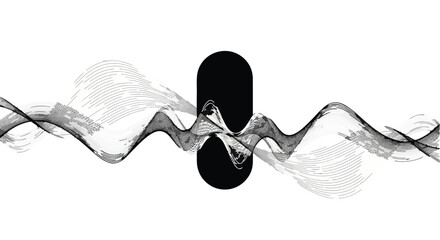 Abstract sound wave visualization with artistic brushstroke elements