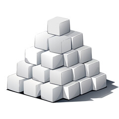 Naklejka premium White Sugar Cubes Isolated on White Background