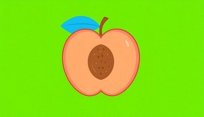 Peach half graphic on green background