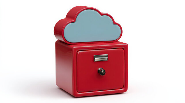 A red box with a blue cloud on top
