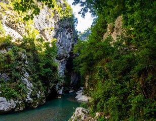 Rocky gorge with clear river