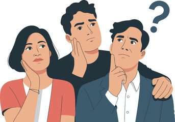 Three People Thinking A Group Contemplating, Questioning, and Searching for Answers Together