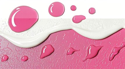 Pink and White Paint Drops on Cracked Surface in Artistic Composition