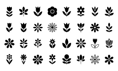 flower shape vector, floral icon set, flowers vector silhouette, symmetrical floral patterns, lotus, petals, abstract blossoms, nature design floral elements illustrations