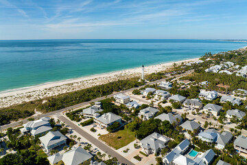 Large residential homes in island small town Boca Grande on Gasparilla Island in southwest Florida....