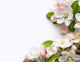 Fototapeta premium beautiful spring border isolated on white background blooming apple tree flowers