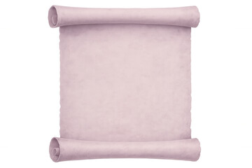 Rolled up pink textured scroll isolated on transparent background, creating an area for text or design
