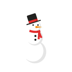 Cheerful Snowman with Black Top Hat and Red Scarf Illustration