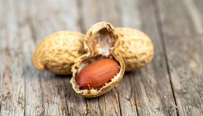 Peanuts on weathered wood