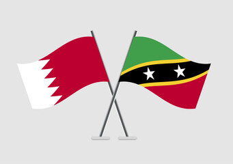 Bahrain and Saint Kitts and Nevis vector flags visual icon for unity and peace