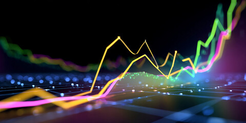 Dynamic financial charts show growth