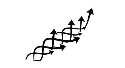 Abstract representation of upward growth and progress with intertwined arrows