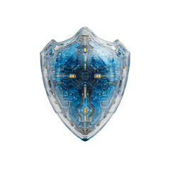glowing blue-energy shield with intricate circuits etched transparent