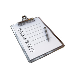 photorealistic 3d render of a clipboard with a checklist transparent