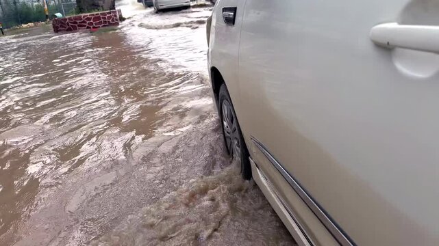 Water Floods in Kashmir India, Jhelum River Overflow, September 2025 Disaster, Rising Water Levels, Aerial Views, Affected Villages and Cities  Clip 187