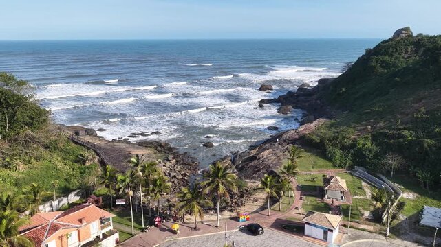 Anchieta Bed At Itanhaem In Sao Paulo Brazil. Beach Landscape. Nature Seascape. Travel Destination. Anchieta Bed At Itanhaem In Sao Paulo Brazil. Tourism Skyline.
