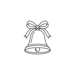 Simple Line Art Bell with Decorative Bow