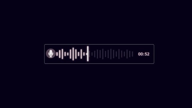 Abstract Wave Voice Animation. 1 minute 20 second IMO Messenger Voice Message Recording Animation. Microphone Icon with Audio Spectrum Animation, Modern Voice Wave Animation Background