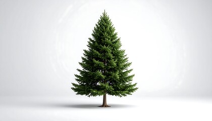 Isolated green Christmas tree on a plain white background