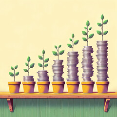 Growing Money Plants in Pots Symbolizing Financial Growth