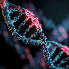 DNA Double Helix Structure with Glowing Highlights