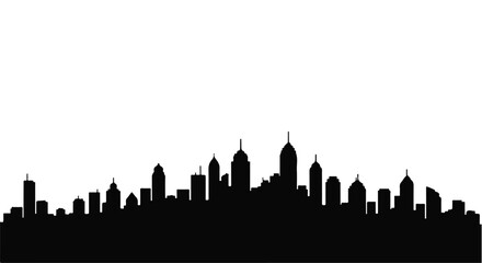 Fototapeta premium Modern city skyline silhouette against a bright white background