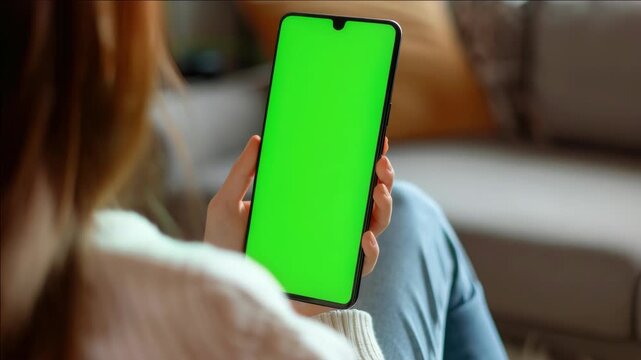 Hand holding green smartphone with OLED screen, showcasing modern touch technology and sleek design.