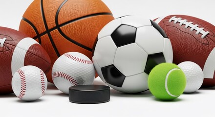 Diverse sports balls collection vibrant and dynamic for athletic inspiration and active lifestyle promotion