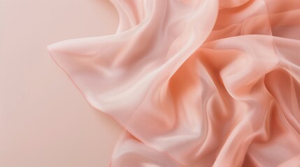 Soft Peach Satin Fabric Draped in Elegant Style Suitable for Fashion and Interior Design