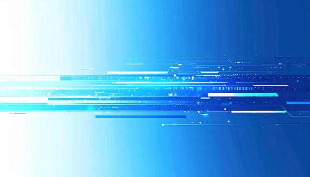 Abstract Digital Glitch Effect Horizontal Bars and Lines on Blue Background