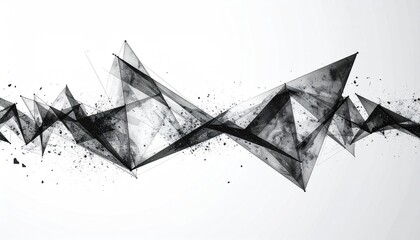 Abstract Geometric Composition of Dark Triangular Shapes Against White Background