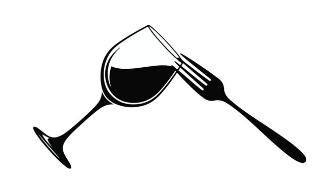 Elegant wine glass with red liquid paired with a fork, symbolizing a sophisticated dining experience