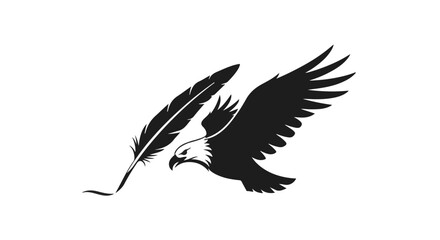 Majestic eagle soaring with a quill pen, symbolizing freedom and creativity