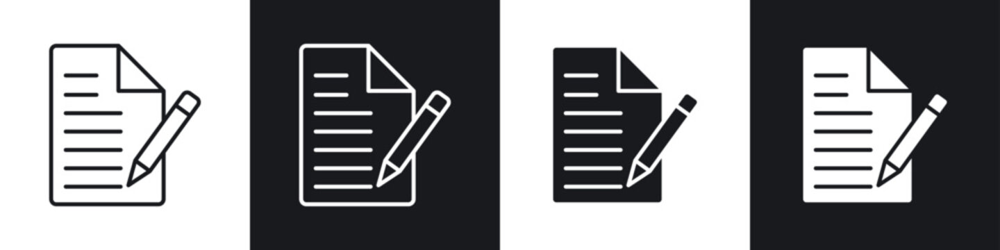 Note icon symbol collection on white background.