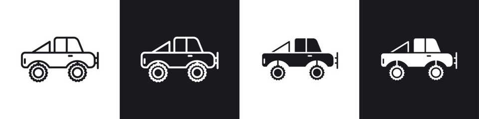 Monster truck icon symbol collection on white background. © Bsbd