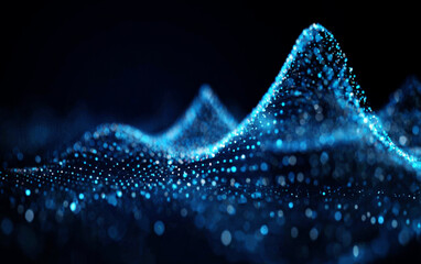 Abstract Blue Wave with Particles Representing Data Analysis