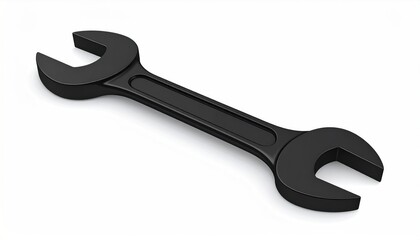 Black Wrench Tool Isolated on White Background