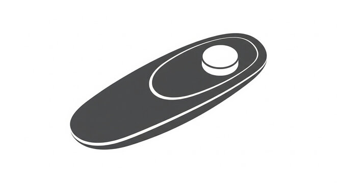Black Oval Shaped Push Button or Switch Icon on Isolated transparent background