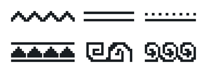 Obraz premium Video game silhouette icon set. featuring wave, bar, dot, zigzag, spiral, and loop patterns.