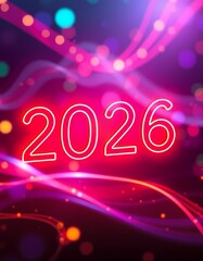 Neon 2026 Celebration with Light Trails