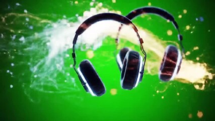 Immersive audio experience with sleek headphones and vibrant energy swirling, perfect for music lovers and creative projects seeking a dynamic soundscape