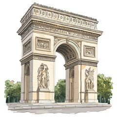 Obraz premium Arc de Triomphe. Arc de Triomphe watercolor vector illustration