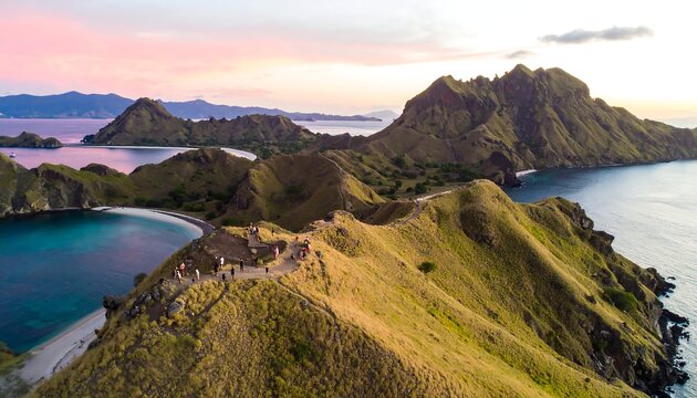 Aerial View of Padar Island Sunset